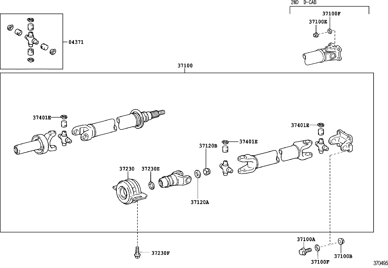 37100-0C071 SHAFT ASSY, PROPELLER W/CENTER BEARING product image