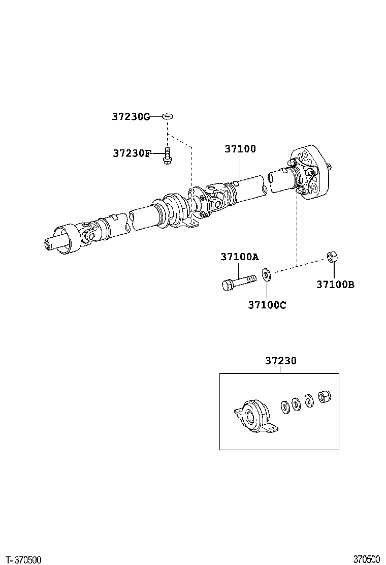 37100-30A60 SHAFT ASSY, PROPELLER W/CENTER BEARING product image
