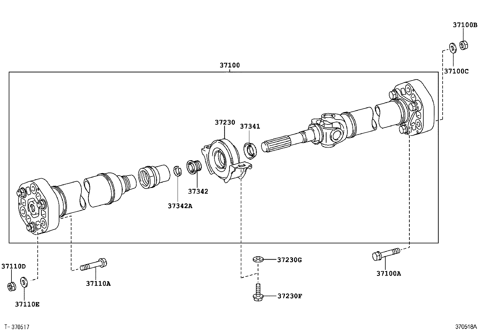 37100-24400 SHAFT ASSY, PROPELLER W/CENTER BEARING product image