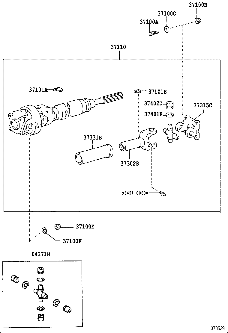 04371-35050 SPIDER KIT, FRONT PROPELLER SHAFT UNIVERSAL JOINT product image