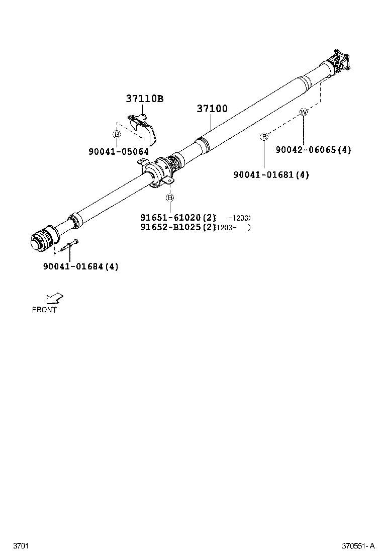 37100-B1070 SHAFT ASSY, PROPELLER W/CENTER BEARING product image