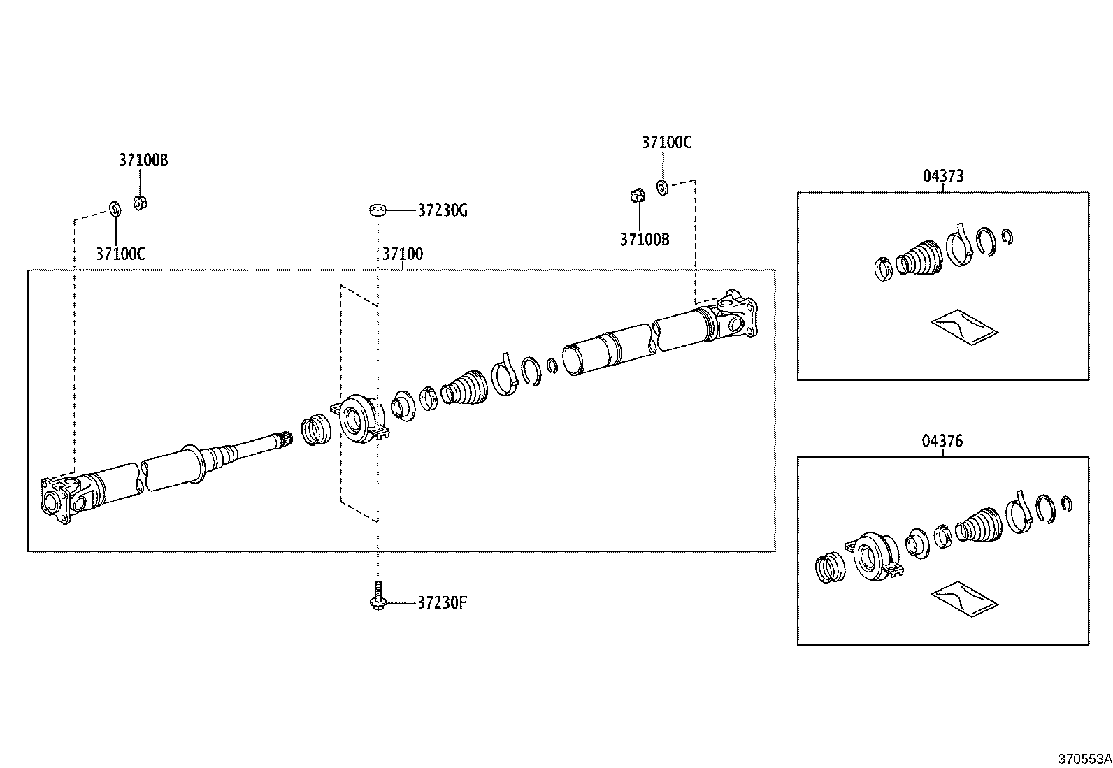 37100-28140 SHAFT ASSY, PROPELLER W/CENTER BEARING product image