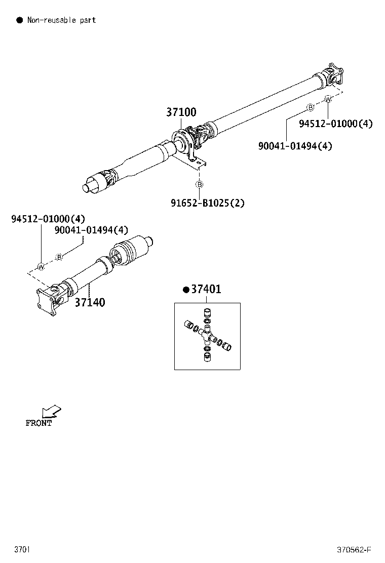 Toyota 37100-B4020 SHAFT ASSY, PROPELLER W/CENTER BEARING