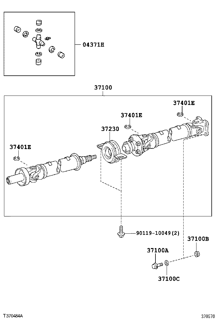 37100-26280 SHAFT ASSY, PROPELLER W/CENTER BEARING product image