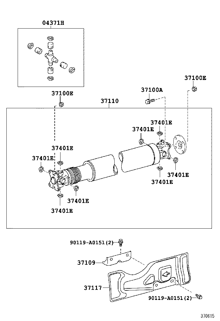 37100-0C102 SHAFT ASSY, PROPELLER W/CENTER BEARING product image