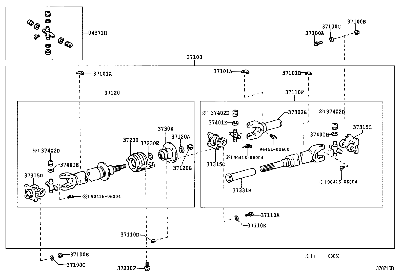 37100-35800 SHAFT ASSY, PROPELLER W/CENTER BEARING product image