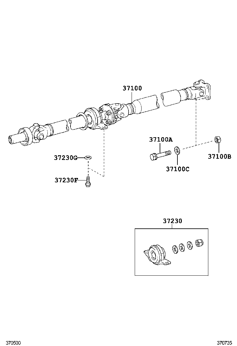 37100-22A00 SHAFT ASSY, PROPELLER W/CENTER BEARING product image