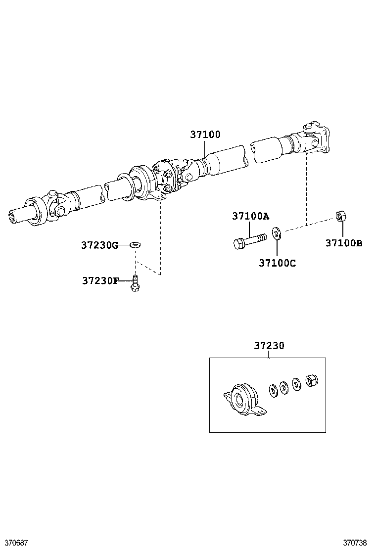 37100-0N020 SHAFT ASSY, PROPELLER W/CENTER BEARING product image