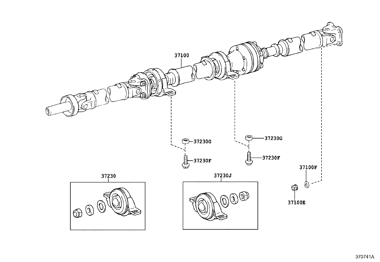 Toyota 37100-45020 SHAFT ASSY, PROPELLER W/CENTER BEARING