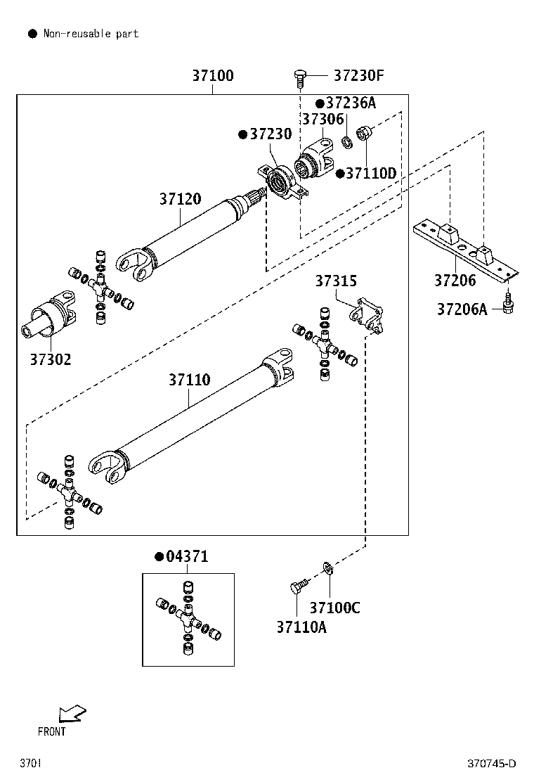91651-61025 BOLT, CENTER SUPPORT BEARING BRACKET product image