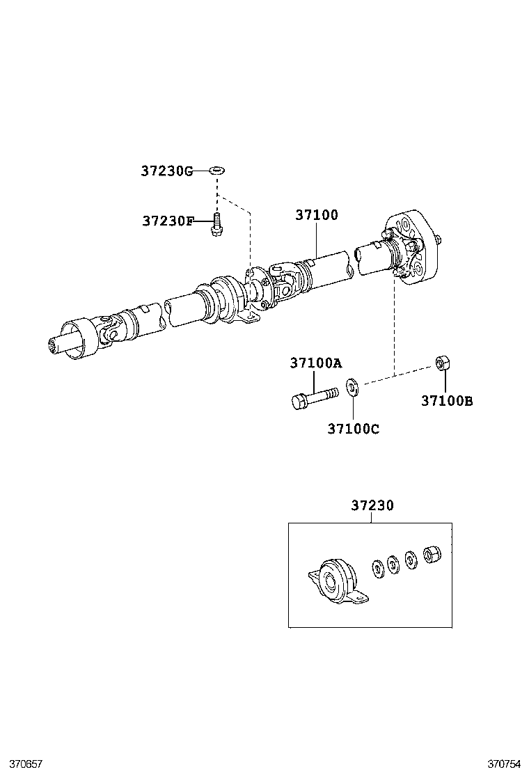 37100-53140 SHAFT ASSY, PROPELLER W/CENTER BEARING product image