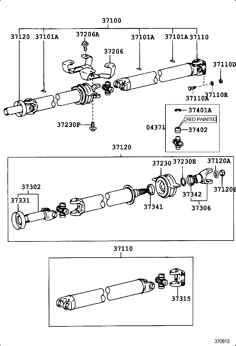37100-27050 SHAFT ASSY, PROPELLER W/CENTER BEARING product image