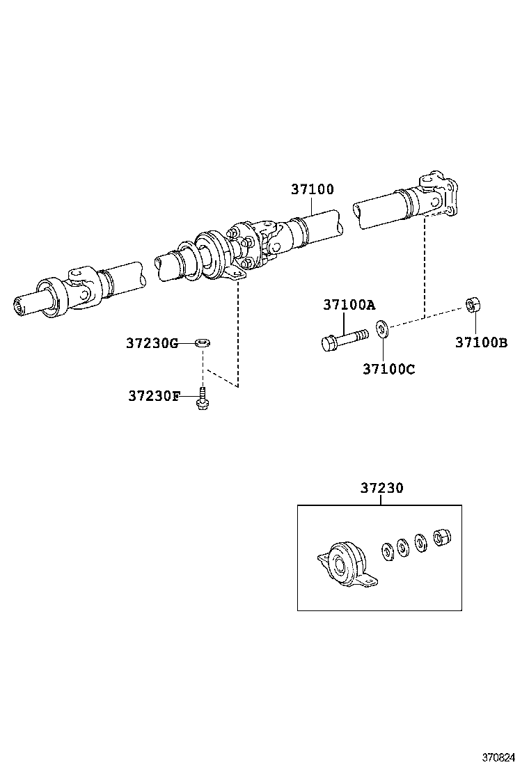 37100-53190 SHAFT ASSY, PROPELLER W/CENTER BEARING product image