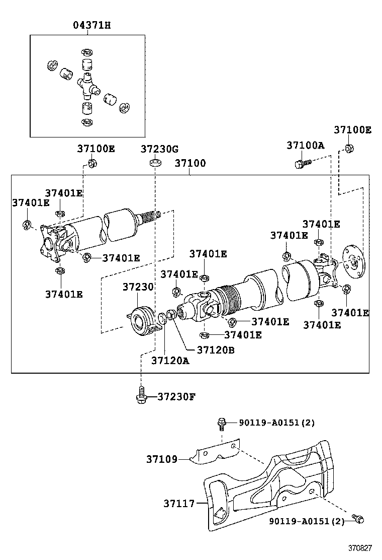 37100-0C102 SHAFT ASSY, PROPELLER W/CENTER BEARING product image