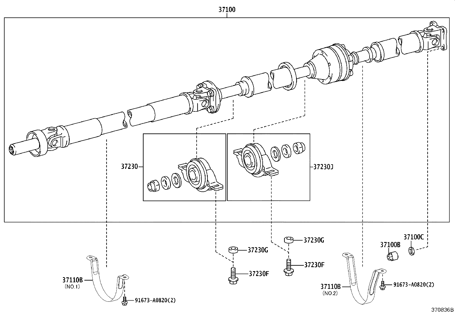 37100-28150 SHAFT ASSY, PROPELLER W/CENTER BEARING product image