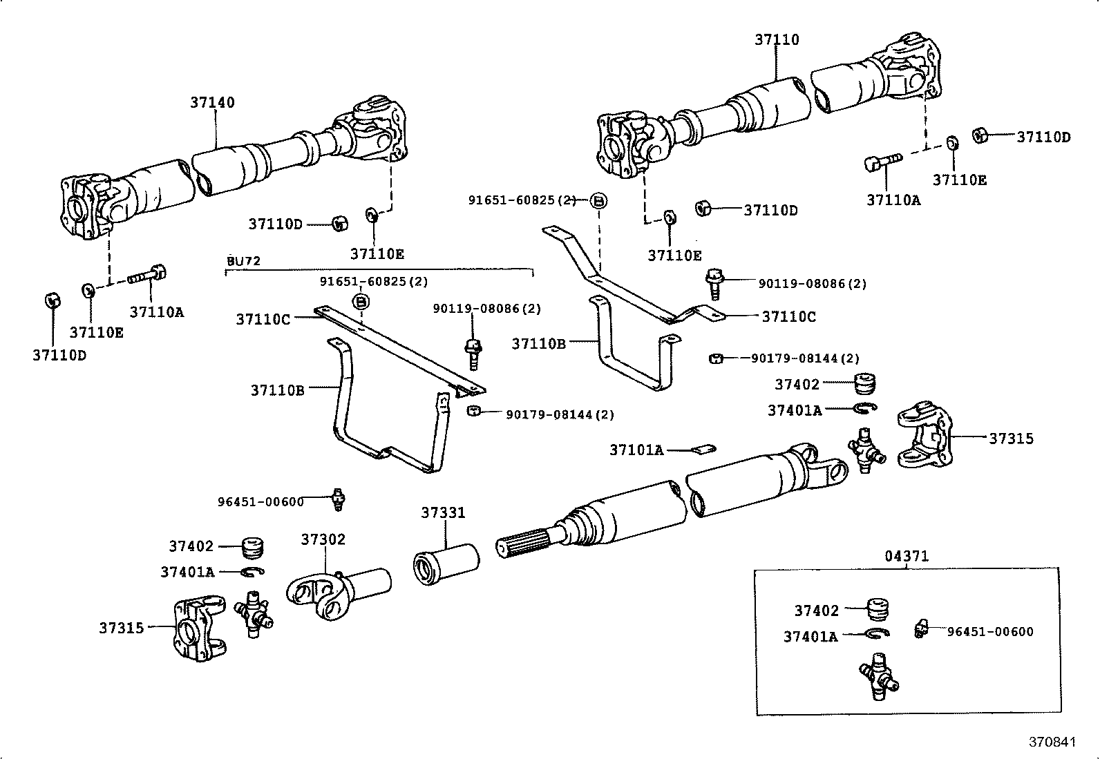37100-36620 SHAFT ASSY, PROPELLER W/CENTER BEARING product image