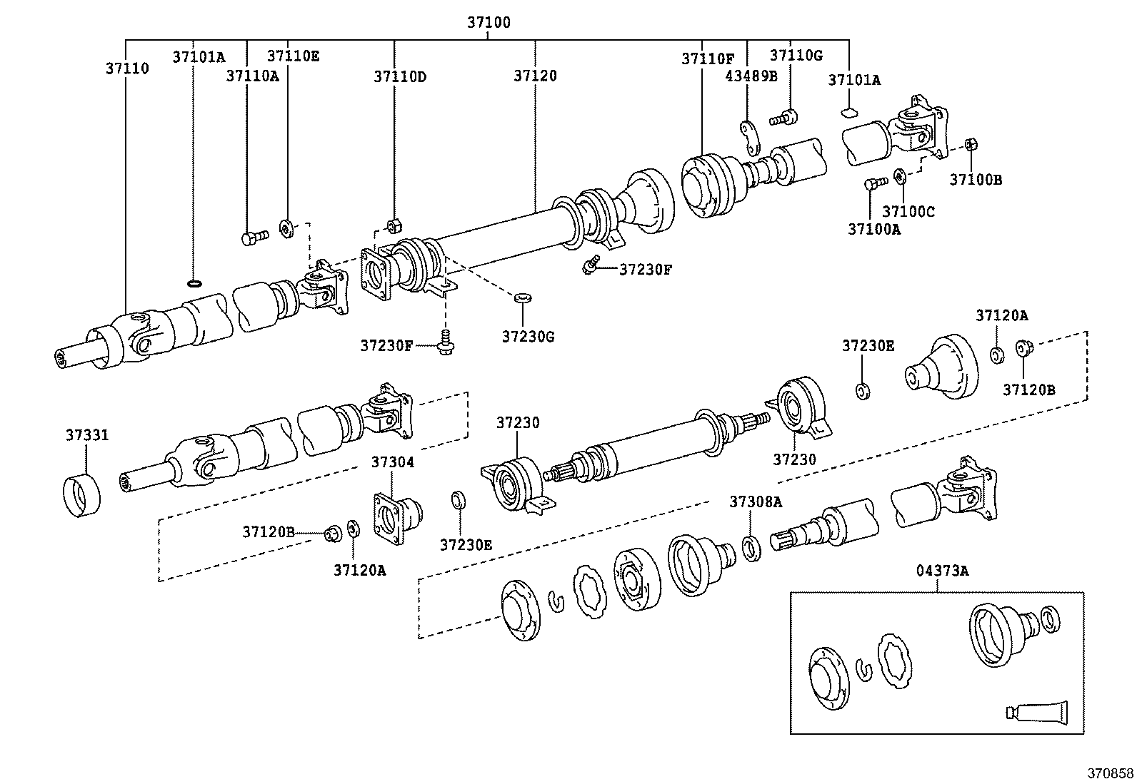37100-12550 SHAFT ASSY, PROPELLER W/CENTER BEARING product image