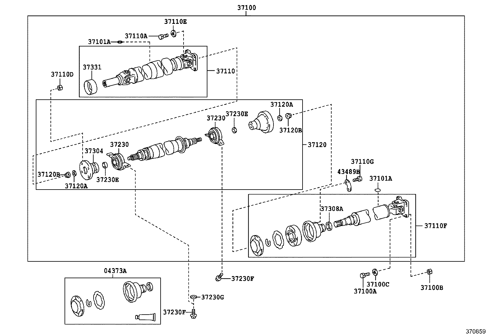 37100-12550 SHAFT ASSY, PROPELLER W/CENTER BEARING product image