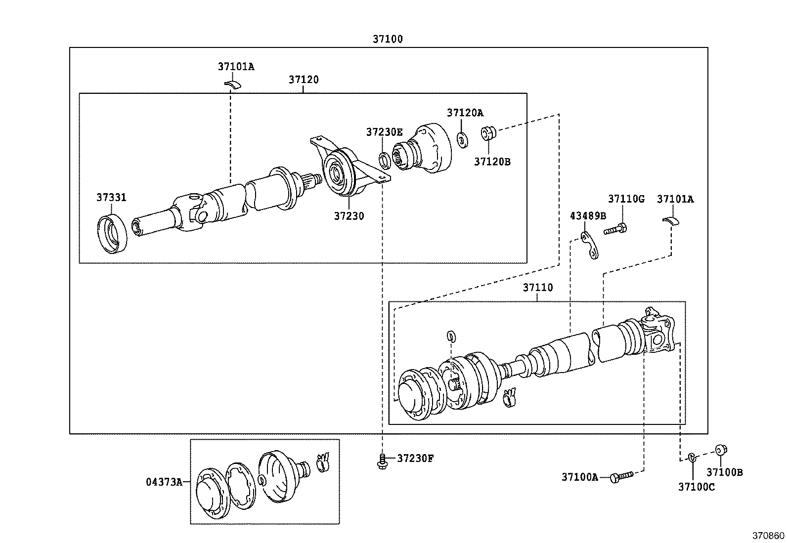 37100-42010 SHAFT ASSY, PROPELLER W/CENTER BEARING product image
