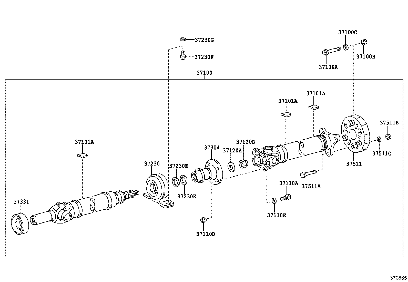 37100-14840 SHAFT ASSY, PROPELLER W/CENTER BEARING product image