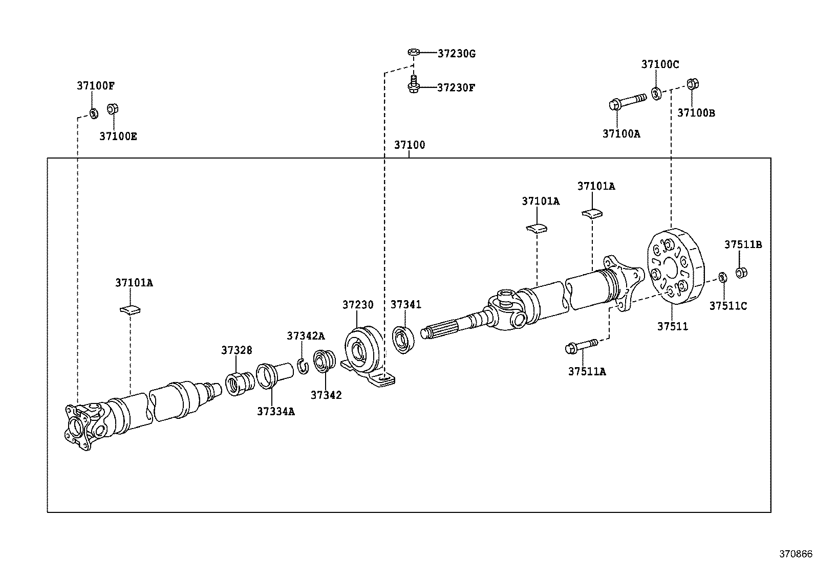 37100-14840 SHAFT ASSY, PROPELLER W/CENTER BEARING product image