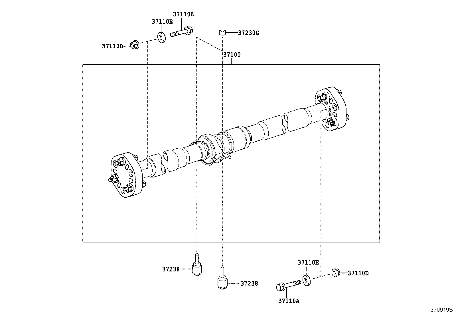 Toyota 37100-11020 SHAFT ASSY, PROPELLER W/CENTER BEARING
