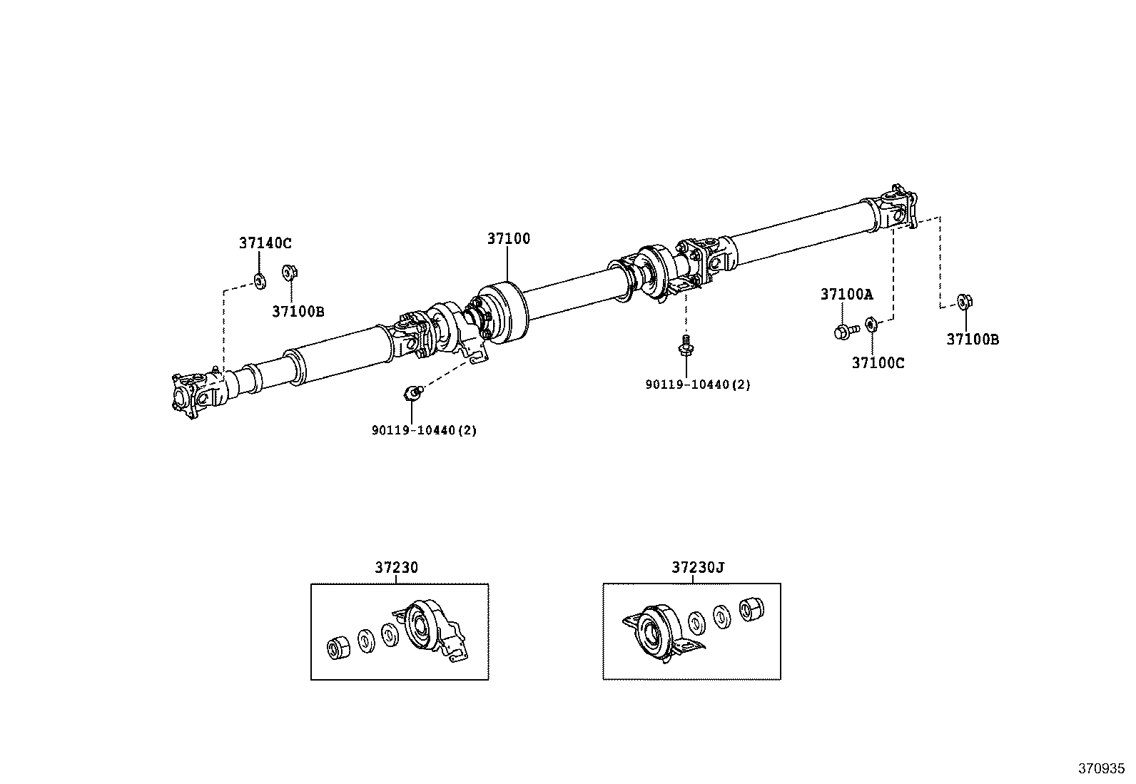 37100-52130 SHAFT ASSY, PROPELLER W/CENTER BEARING product image