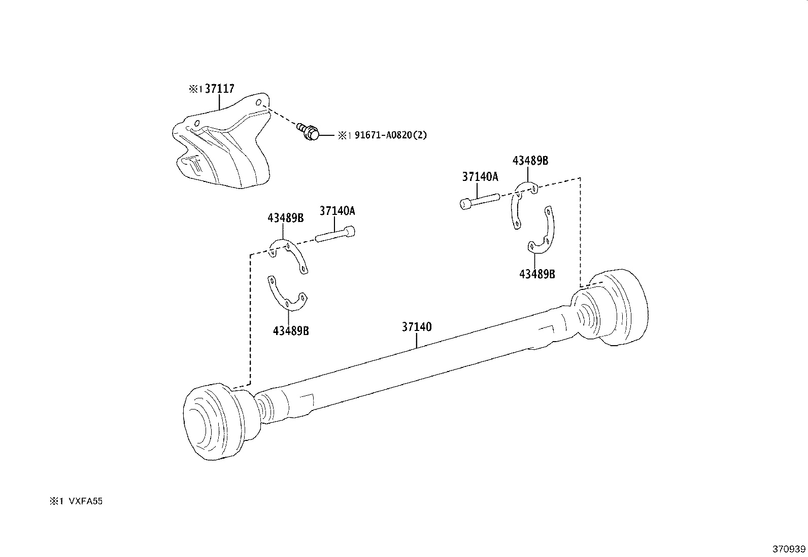 37100-50140 SHAFT ASSY, PROPELLER W/CENTER BEARING product image