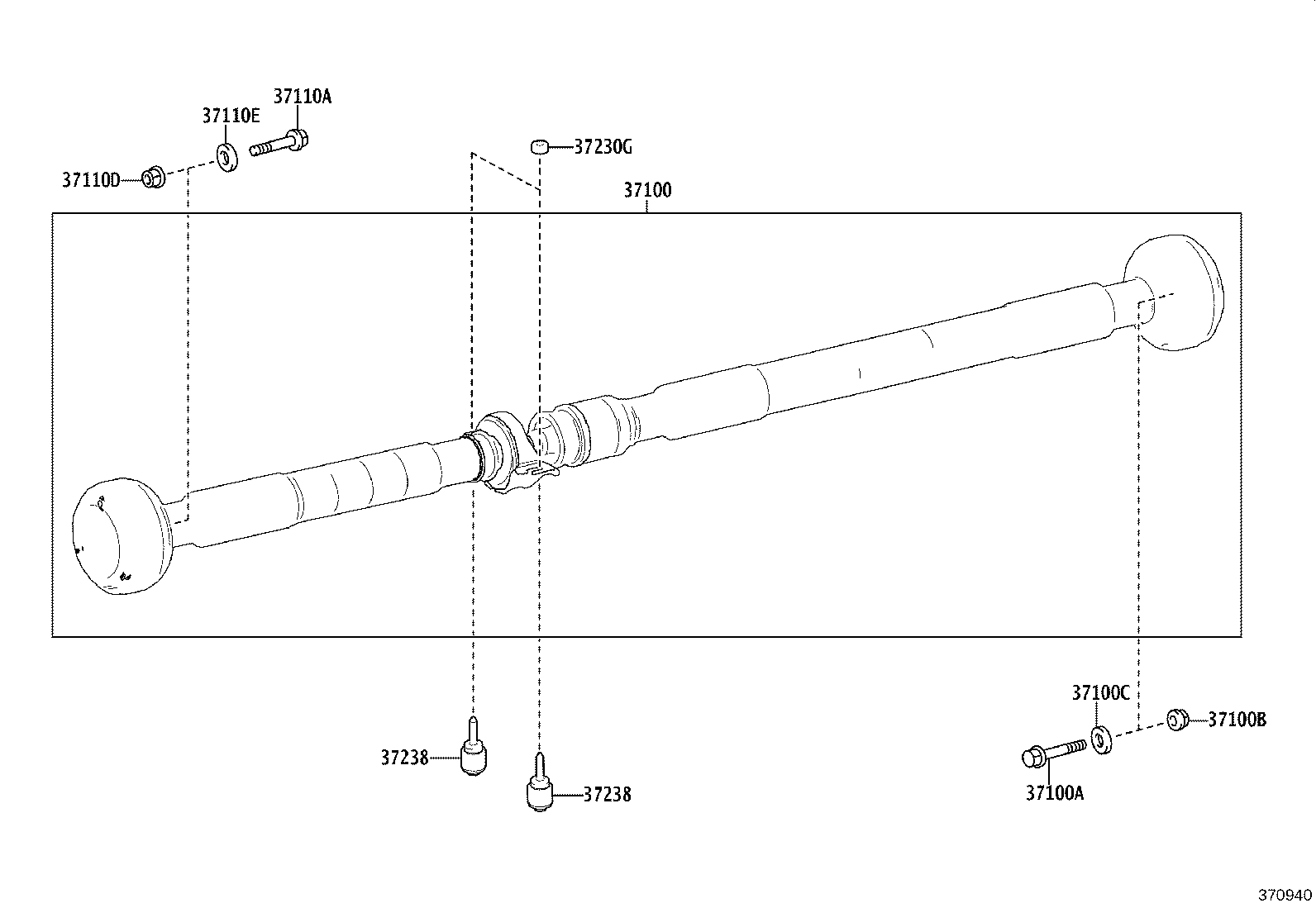 37100-50140 SHAFT ASSY, PROPELLER W/CENTER BEARING product image