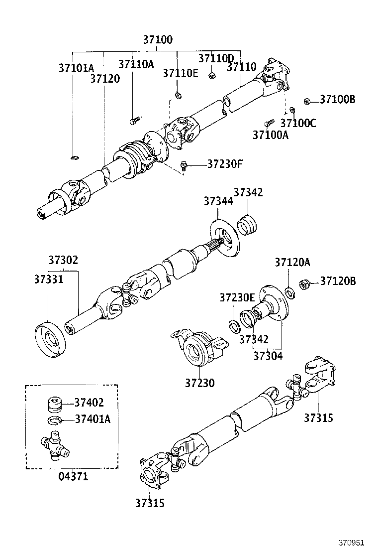 37100-35710 SHAFT ASSY, PROPELLER W/CENTER BEARING product image