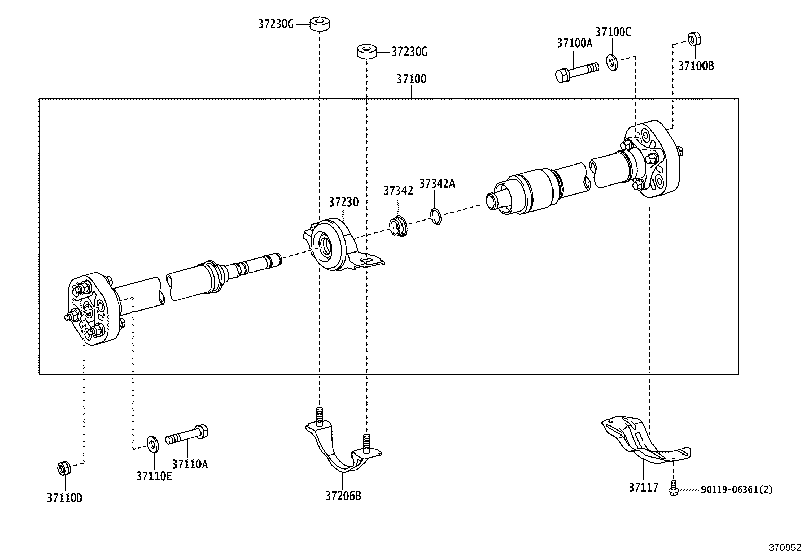 37100-40140 SHAFT ASSY, PROPELLER W/CENTER BEARING product image