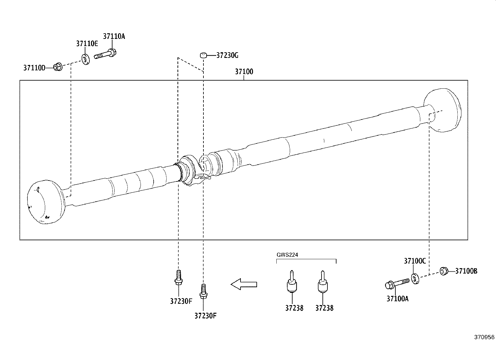 37100-30B80 SHAFT ASSY, PROPELLER W/CENTER BEARING product image