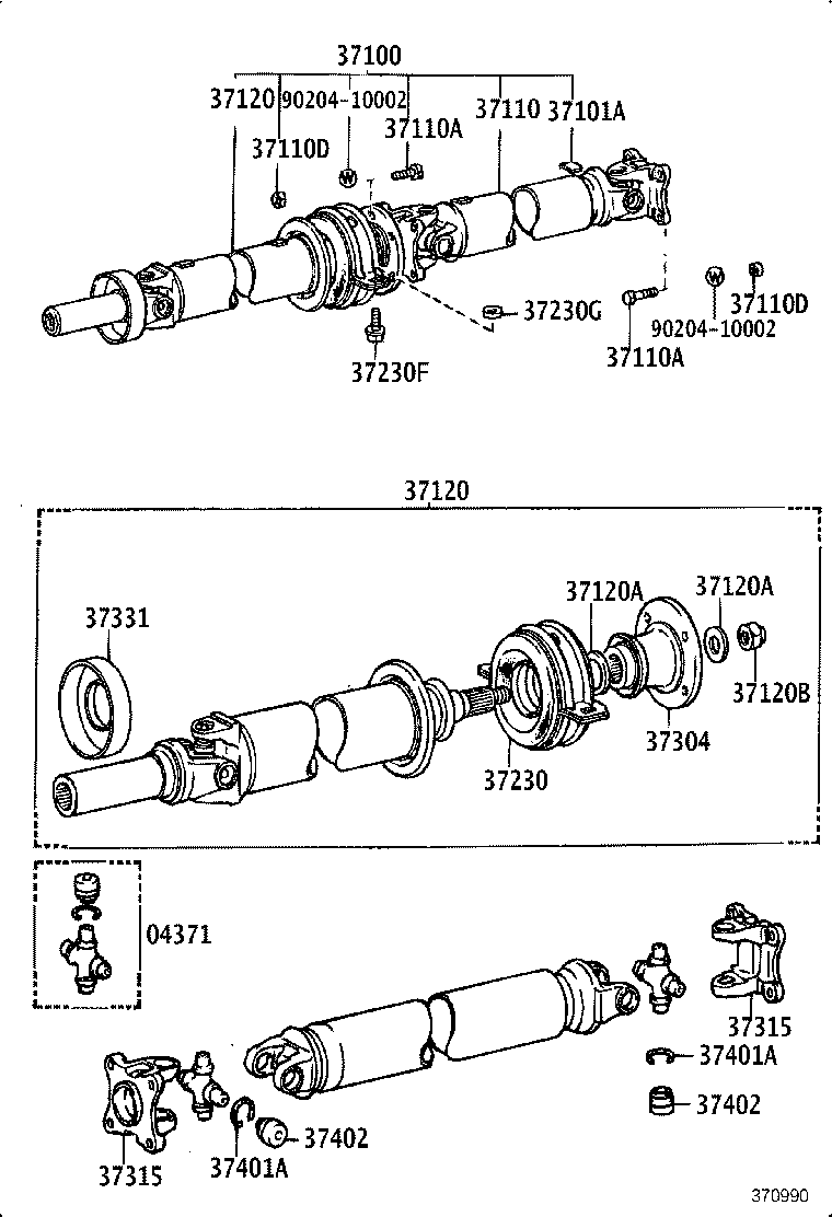 37100-22430 SHAFT ASSY, PROPELLER W/CENTER BEARING product image