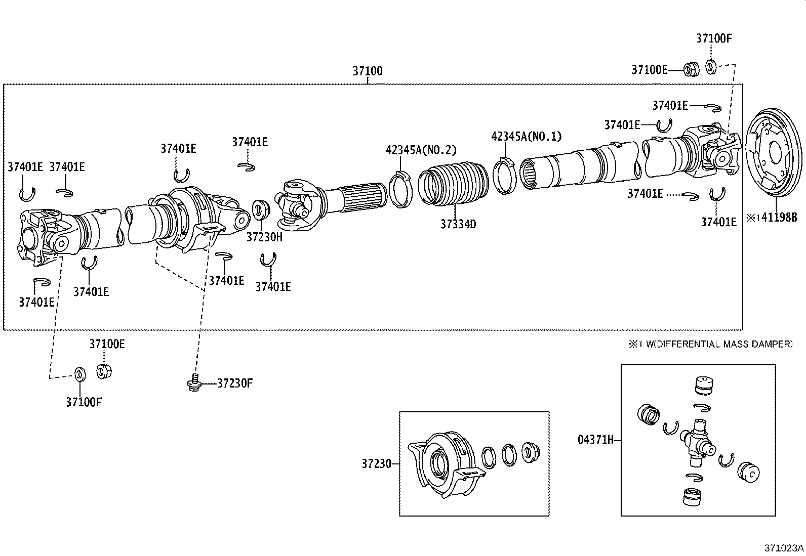 37100-0KB71 SHAFT ASSY, PROPELLER W/CENTER BEARING product image