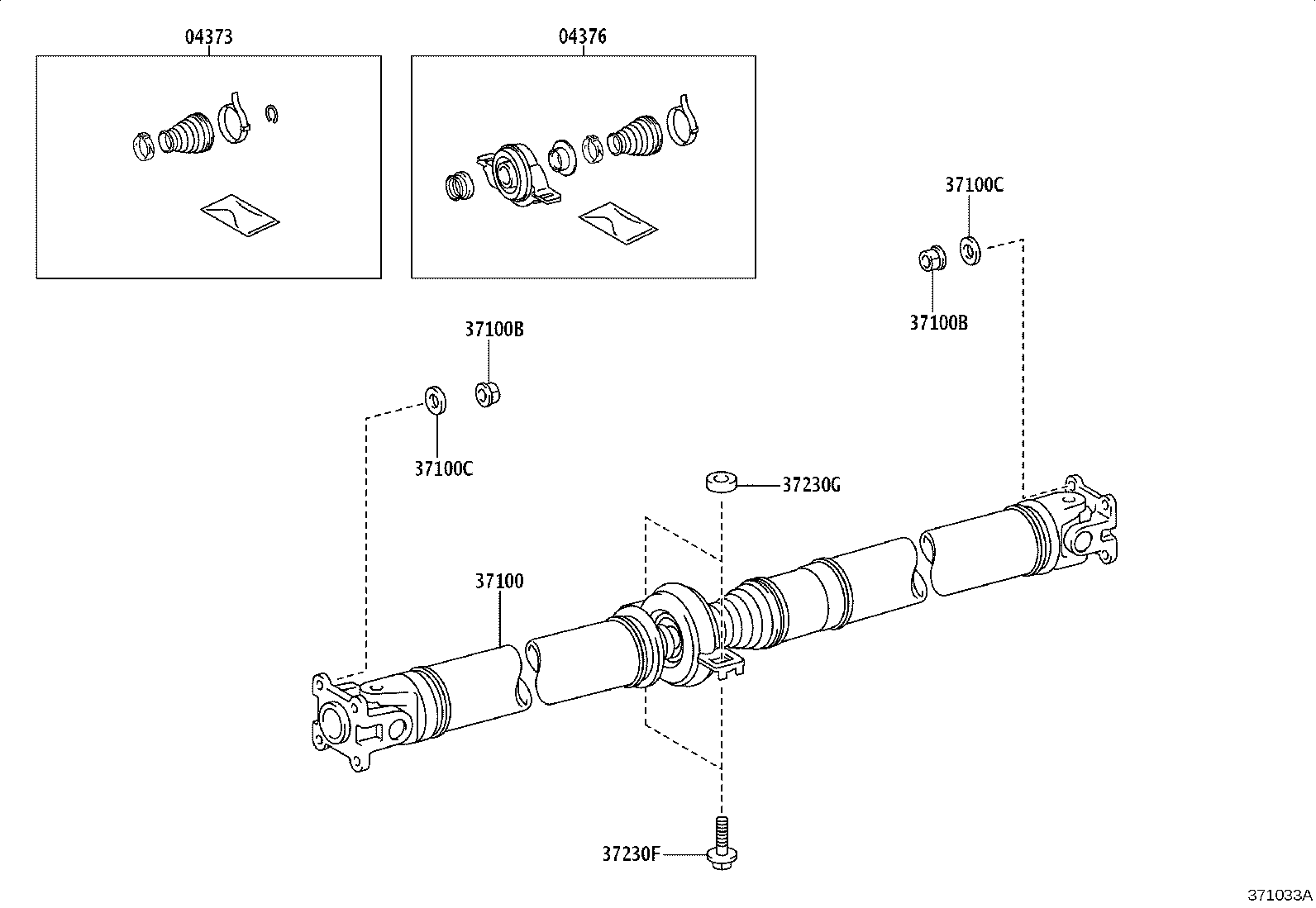 Toyota 37100-52170 SHAFT ASSY, PROPELLER W/CENTER BEARING