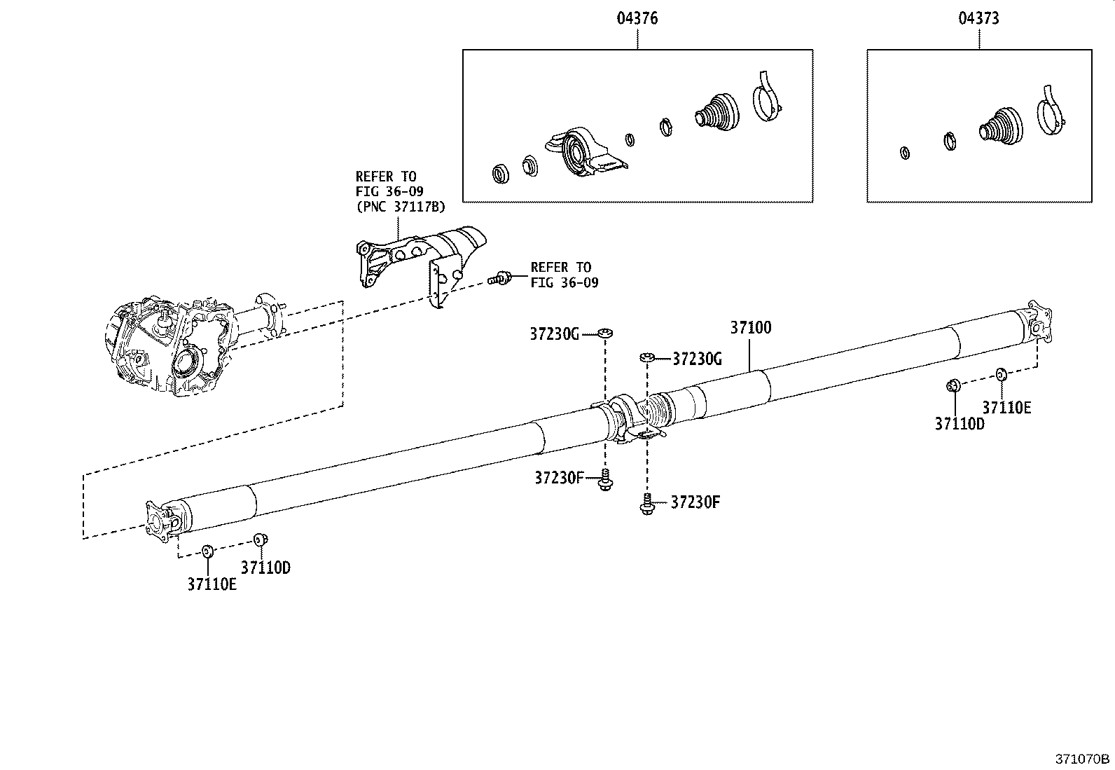 Toyota 37100-16070 SHAFT ASSY, PROPELLER W/CENTER BEARING
