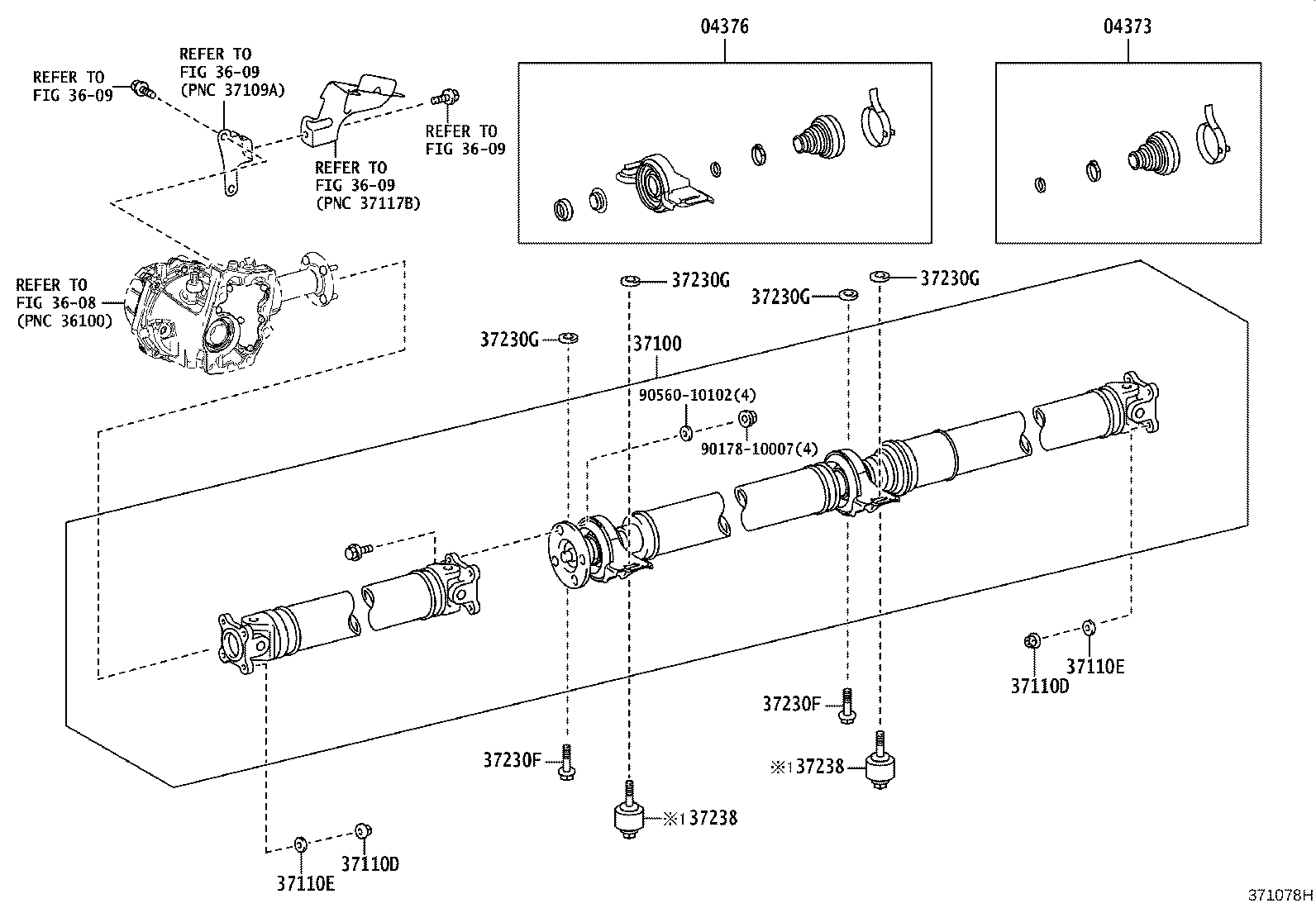 Toyota 37100-78010 SHAFT ASSY, PROPELLER W/CENTER BEARING
