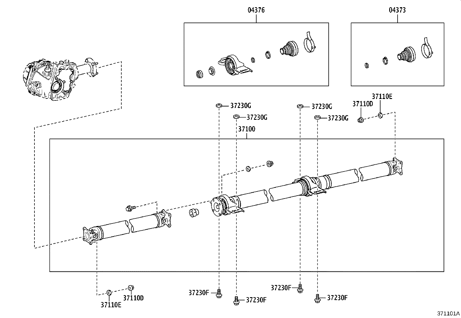 37100-28160 SHAFT ASSY, PROPELLER W/CENTER BEARING product image