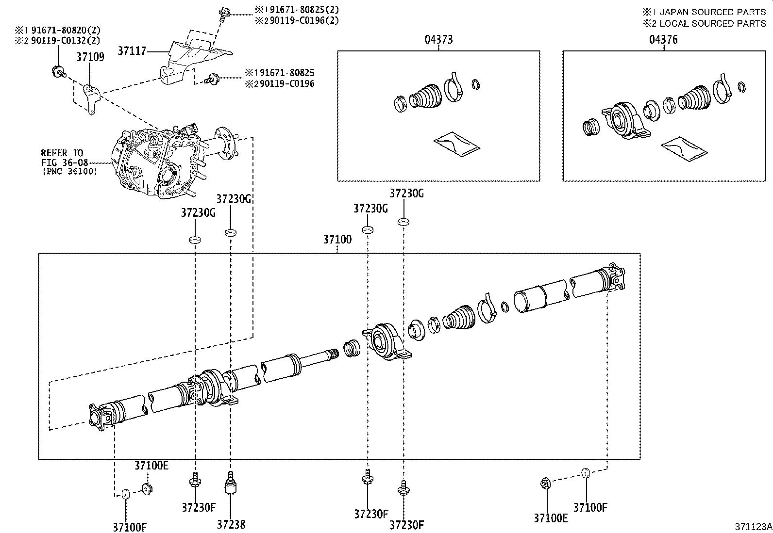 37109-0R030 BRACKET SUB-ASSY, PROPELLER SHAFT HEAT INSULATOR, NO.1 product image