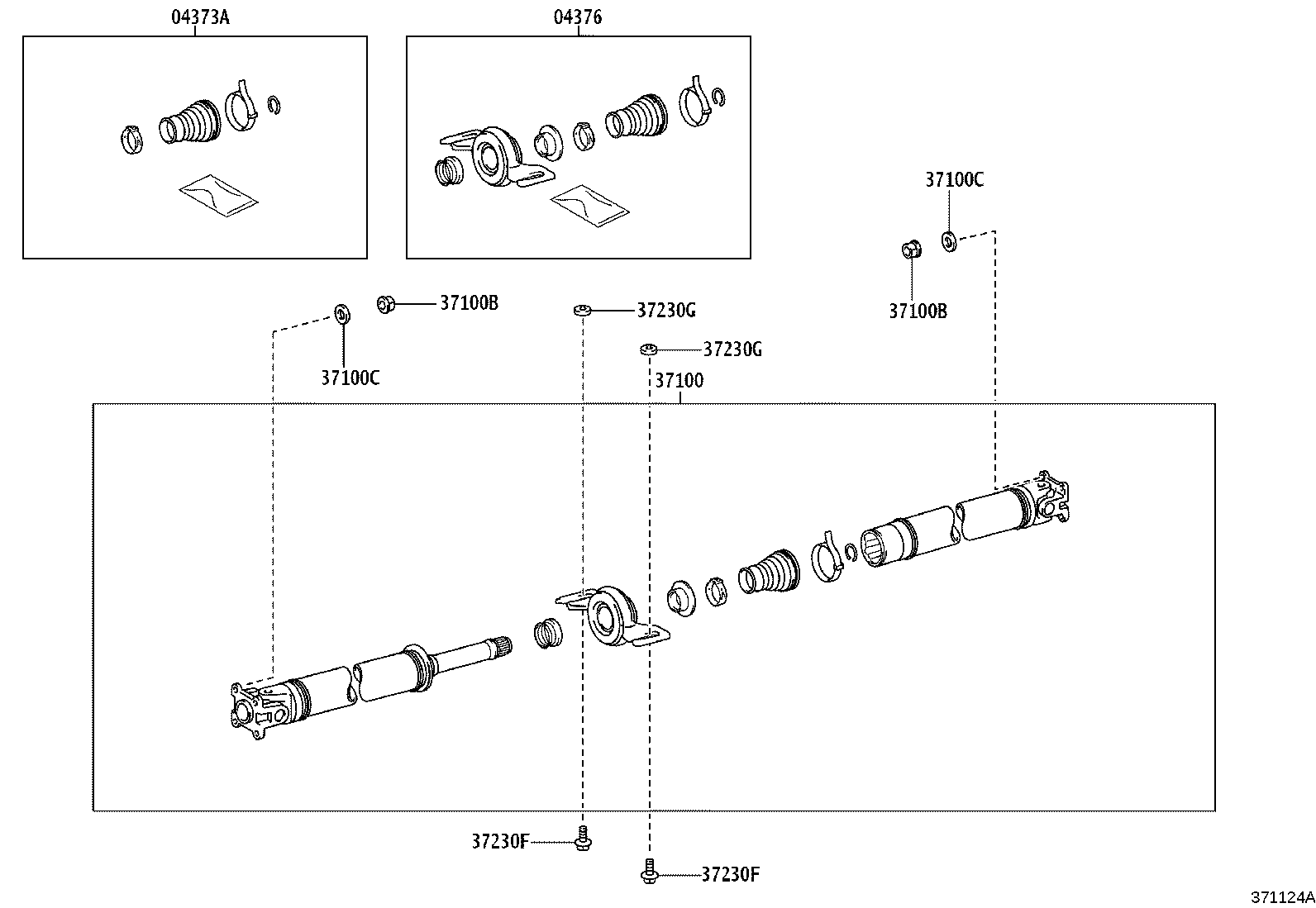 Toyota 37100-12690 SHAFT ASSY, PROPELLER W/CENTER BEARING