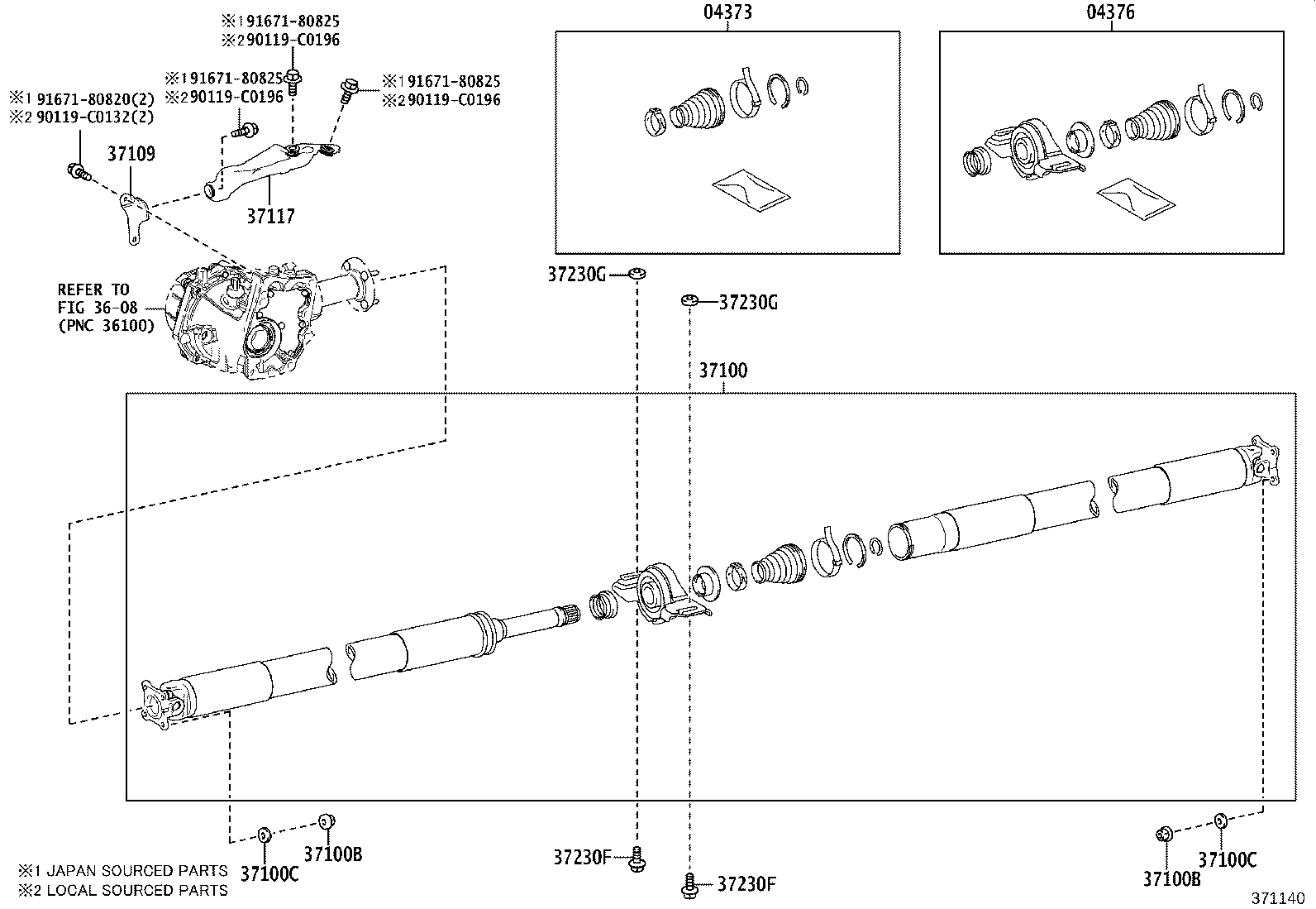 37100-0R020 SHAFT ASSY, PROPELLER W/CENTER BEARING product image