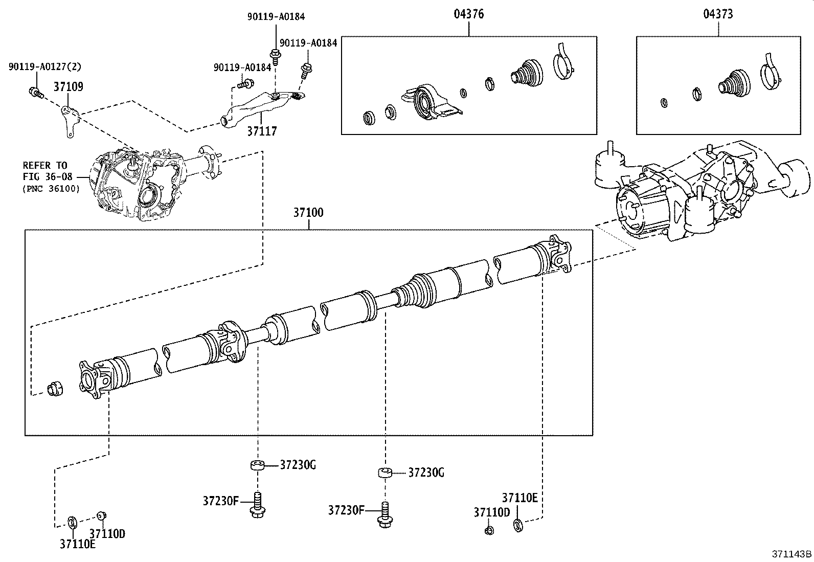 37109-0R010 BRACKET SUB-ASSY, PROPELLER SHAFT HEAT INSULATOR, NO.1 product image