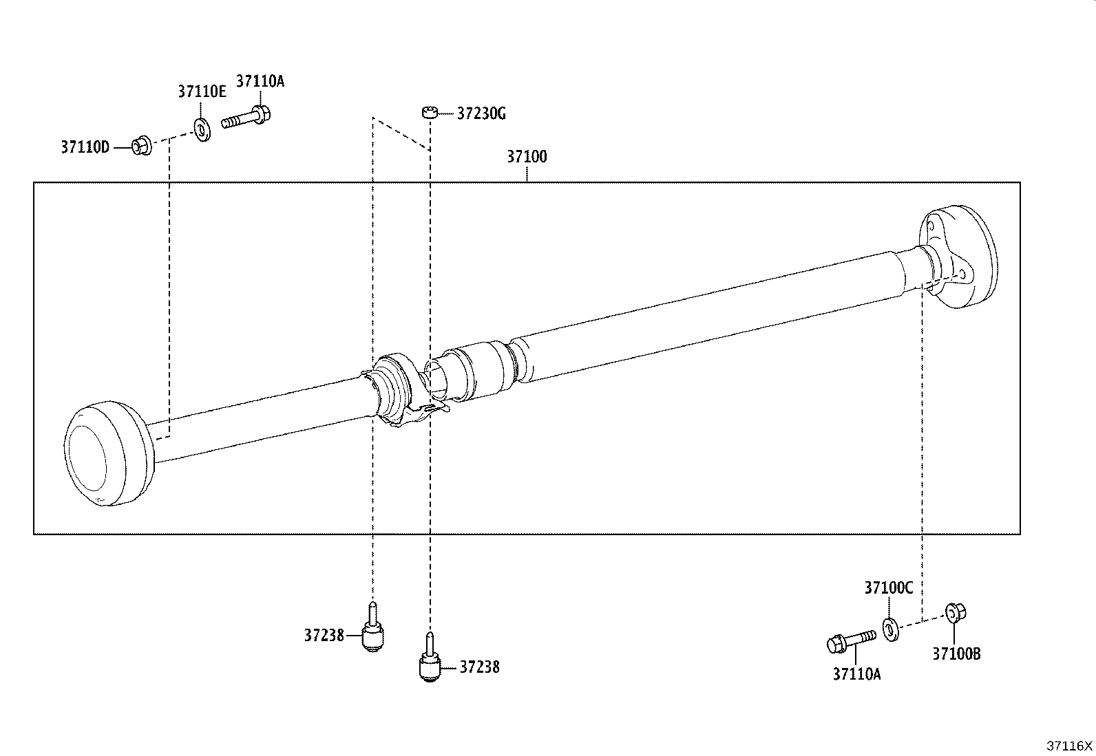 37100-30B90 SHAFT ASSY, PROPELLER W/CENTER BEARING product image