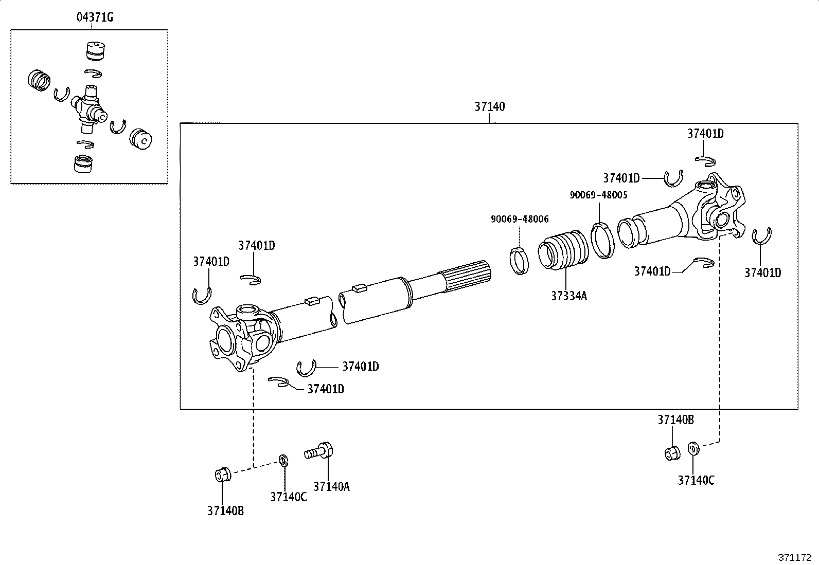 37230-09121 BEARING ASSY, CENTER SUPPORT, NO.1 product image