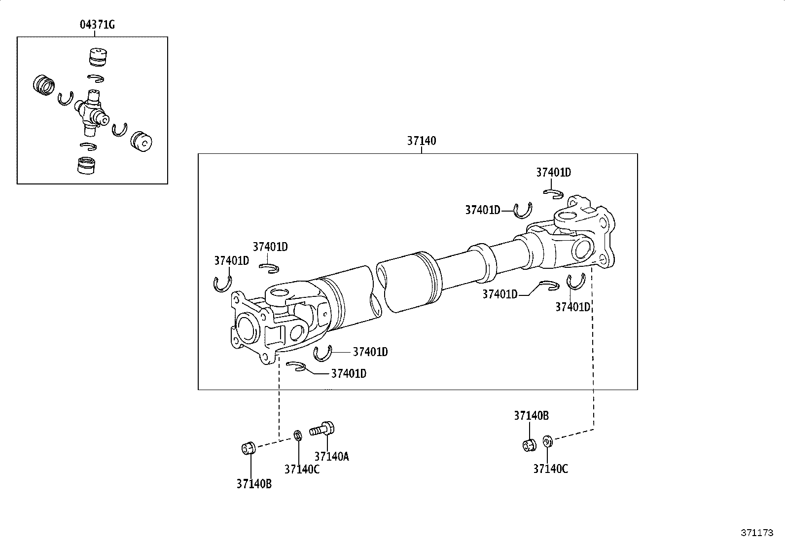 37230-09121 BEARING ASSY, CENTER SUPPORT, NO.1 product image