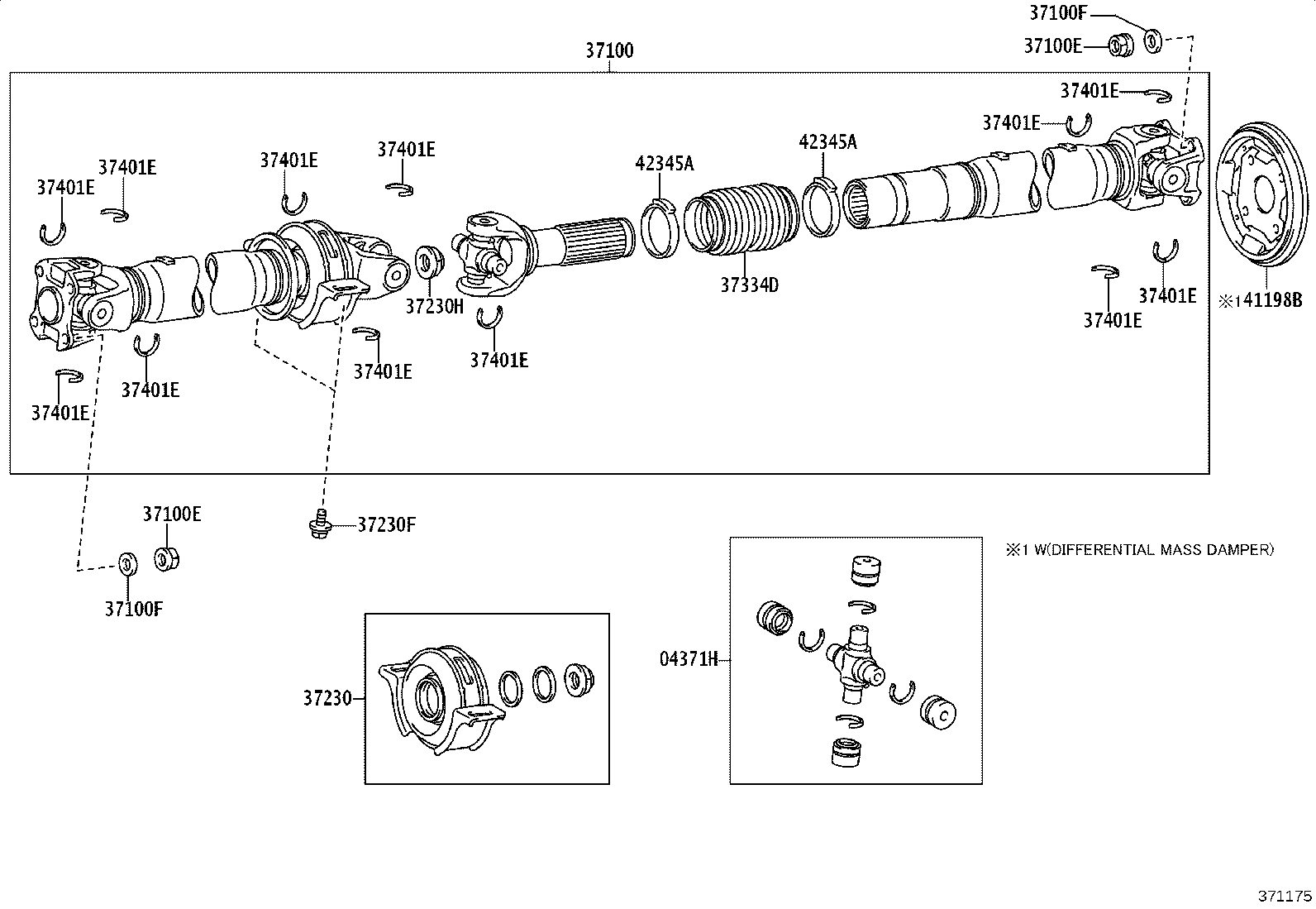 37230-09121 BEARING ASSY, CENTER SUPPORT, NO.1 product image
