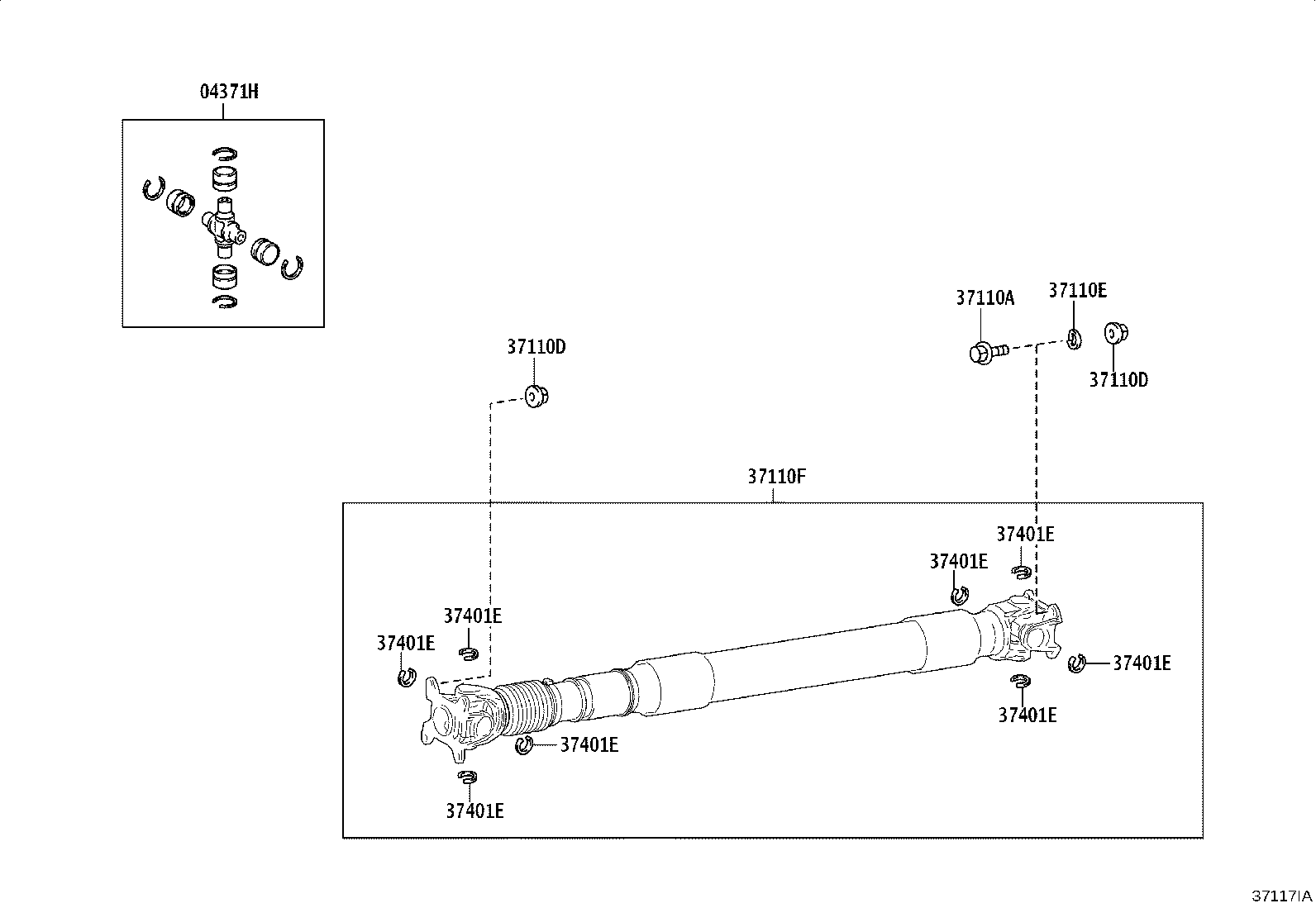 Toyota 04371-26012 SPIDER KIT, REAR PROPELLER SHAFT UNIVERSAL JOINT