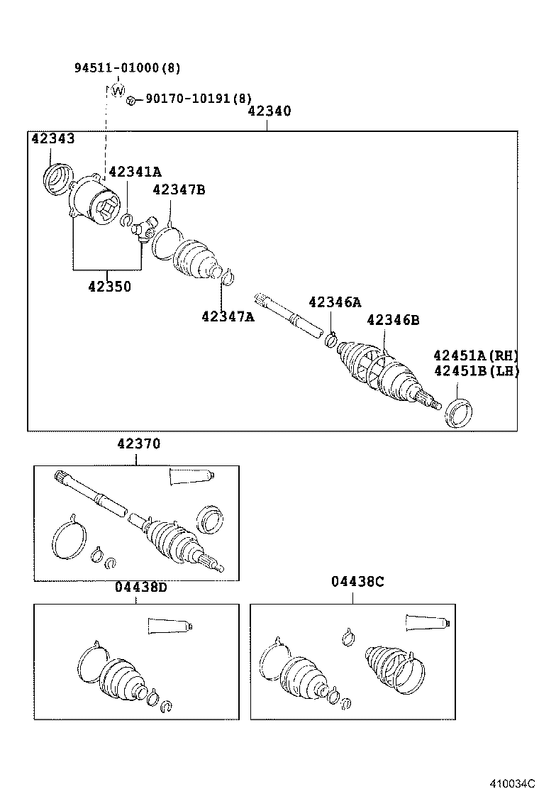 04437-21011 BOOT KIT, REAR DRIVE SHAFT INBOARD JOINT, RH product image