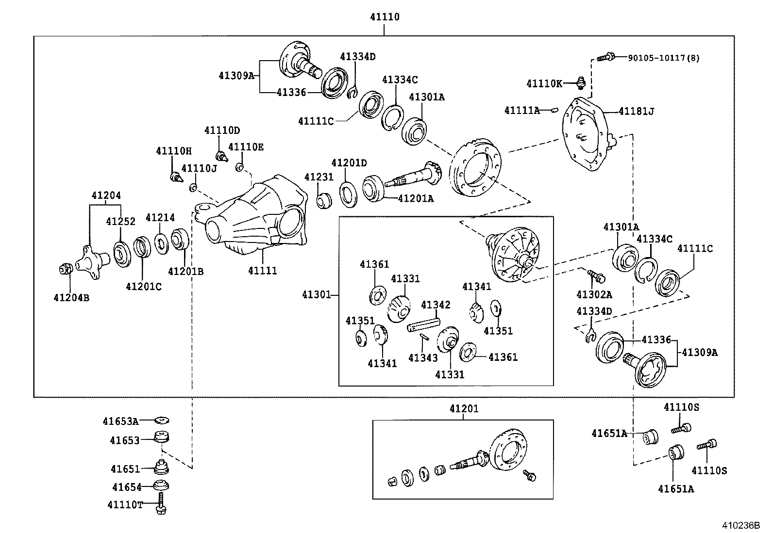 41110-50080 CARRIER ASSY, DIFFERENTIAL, REAR product image