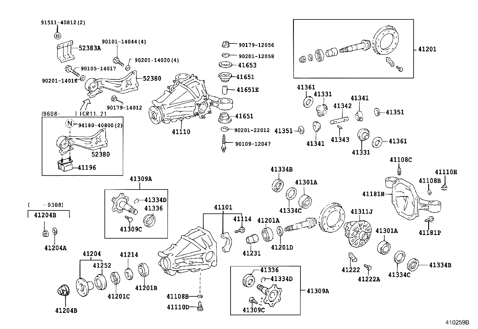 41110-28170 CARRIER ASSY, DIFFERENTIAL, REAR product image